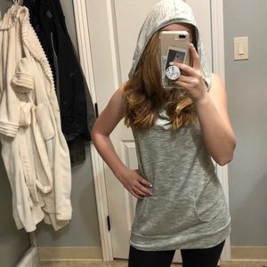 Sleeveless hoodie with open back